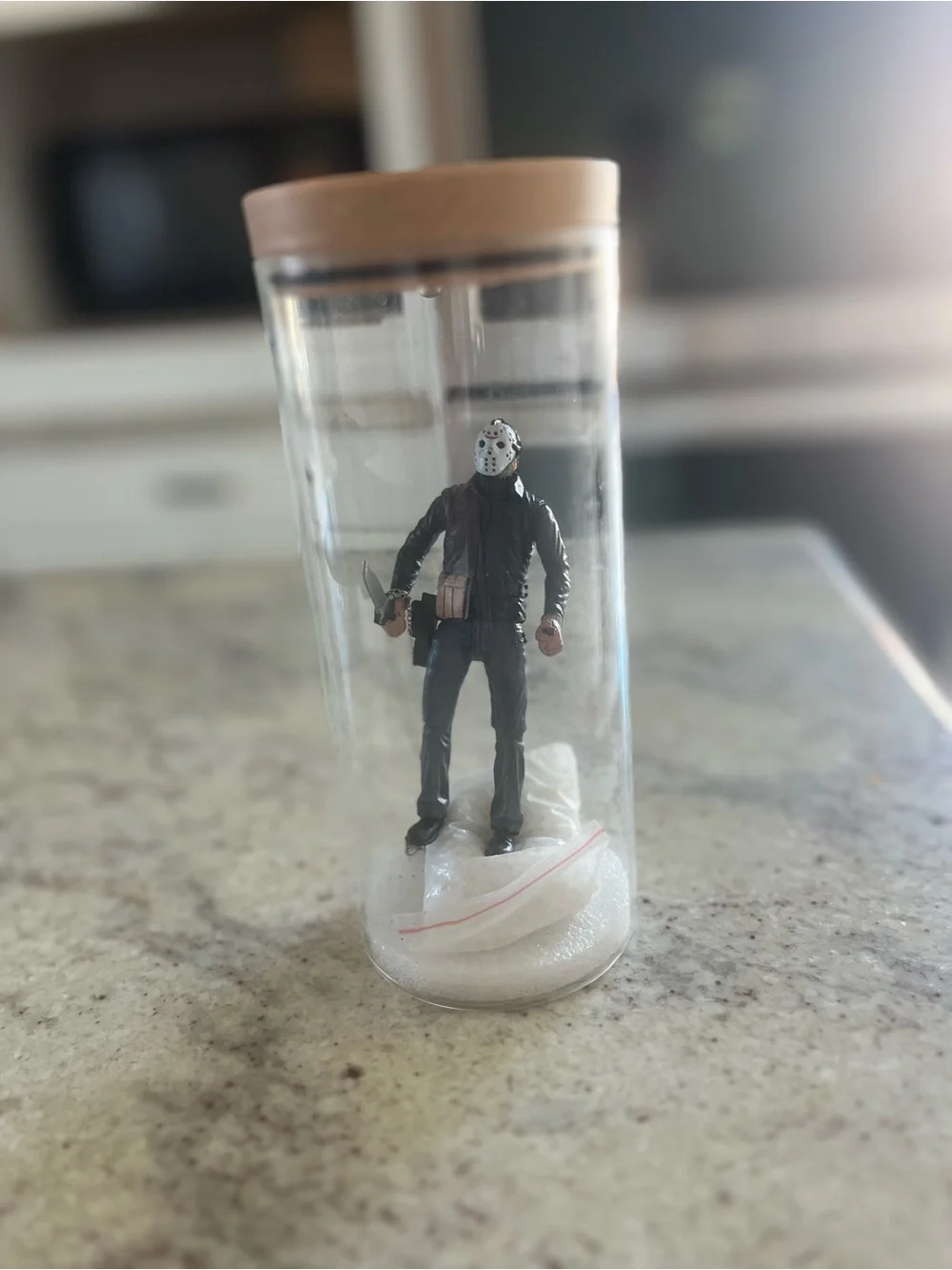 Jason Voorhees Collectible Figure in Glass Tube — White Mask & Black Outfit
